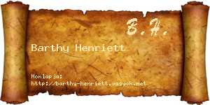 Barthy Henriett névjegykártya